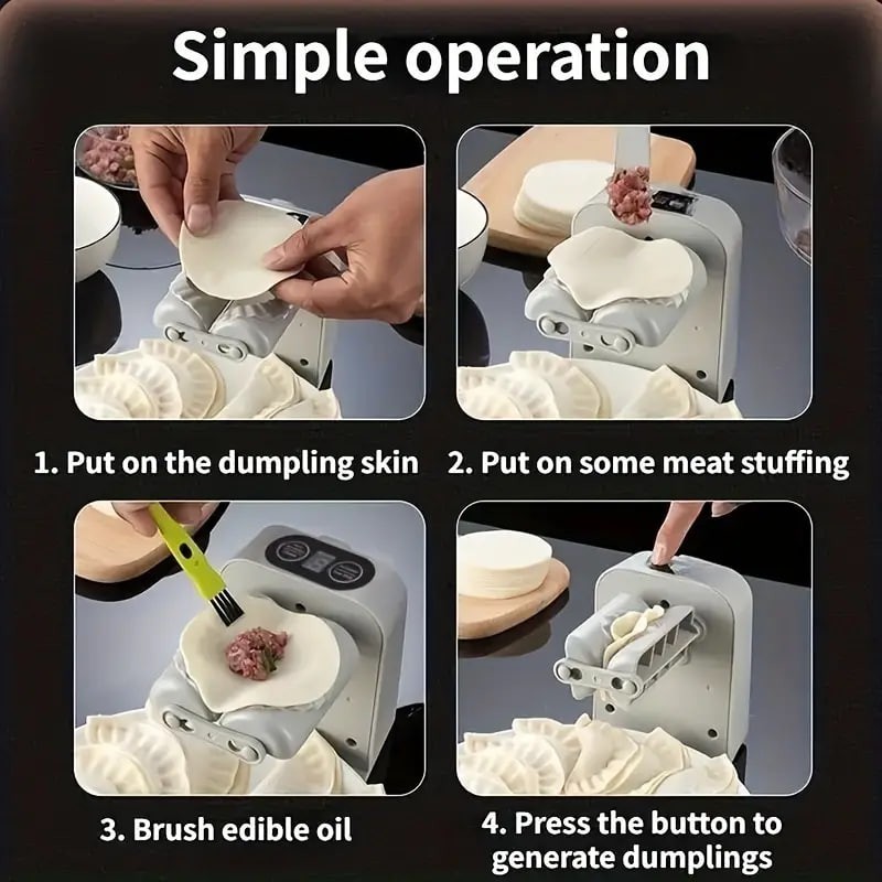 Fully Automatic Bag Dumpling One Second Molding Artifact Small Rechargeable Household Electric Bag Dumpling Machine Adjustable Grade New Kitchen Lazy Pinch Press Water Dumpling Mold White Style Suitab